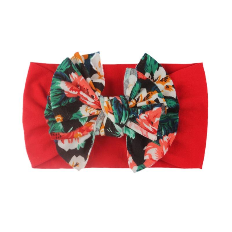 New Infant Hair Accessories, Children's Nylon Printed Bow Wide-brimmed Headscarf, Baby Knotted Headband
