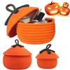 Halloween Pumpkin Woven Basket Home Organization Bin Cute Basket Halloween Pumpkin Basket with Dust-Proof Lid Seasonal Decor