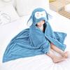 Hooded Baby Towel Button-up Absorbent Bathrobe Cartoon Animal Coral Velvet Cape