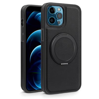 Чехол для iPhone 12 Pro Max с кольцом-подставкой, совместимый с MagSafe, задняя крышка из ПУ-кожи
