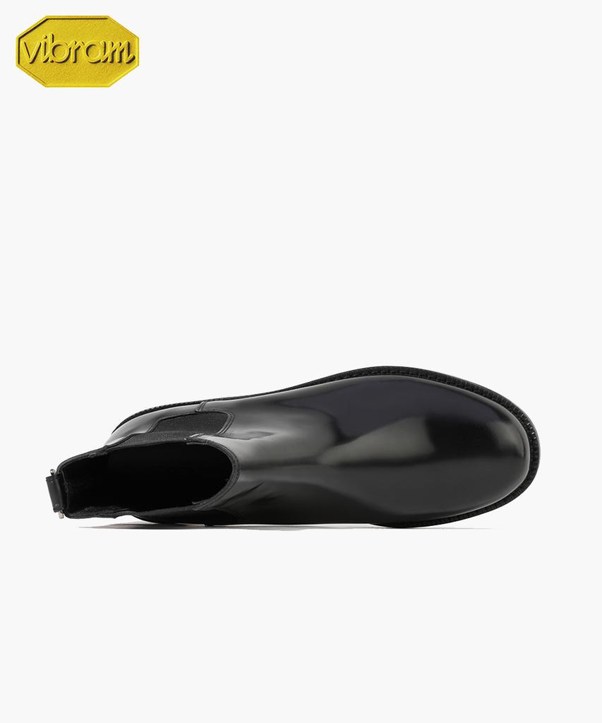 Firenze Atelier [Vibram] Wide Round Toe Slim Banding Chelsea Boots 8122 [Black Box]