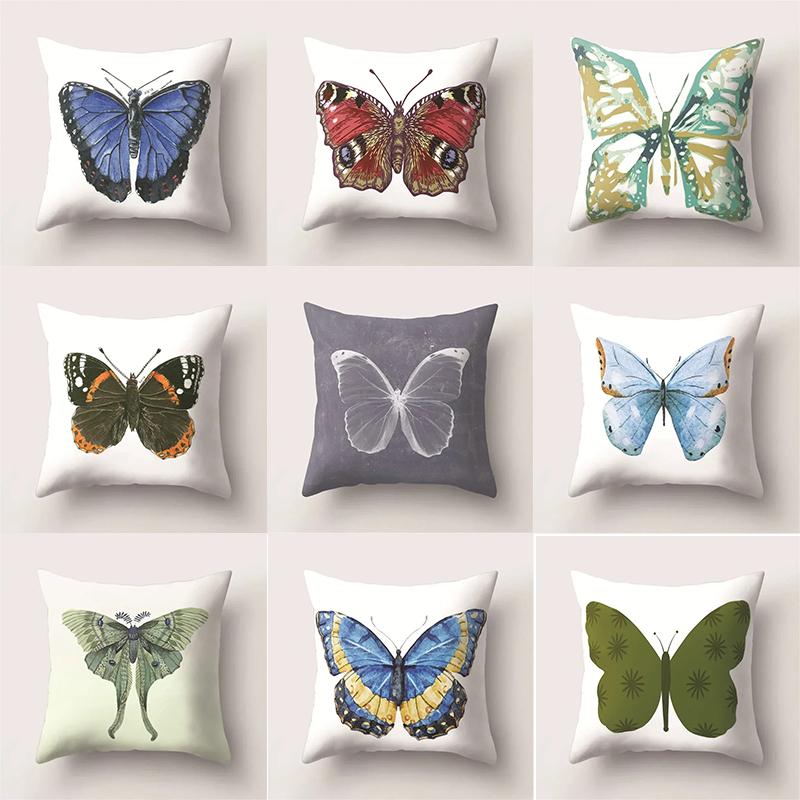 Beautiful Butterfly Print Decorative Pillow Cover Car Sofa Square Cushion Pillow Cover