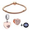Классические простые браслеты с подвесками из розового золота, перо, сердце, бусины, браслеты для женщин, ювелирные изделия