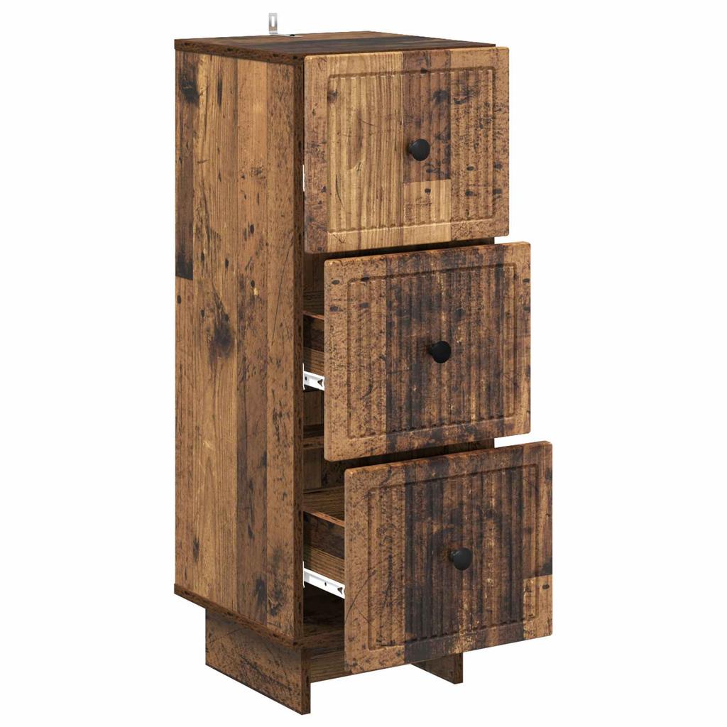 Vintage Style Drawer Chest Reclaimed Wood Look 13 x 13.6 x 35.4 (W x D x H) Particleboard