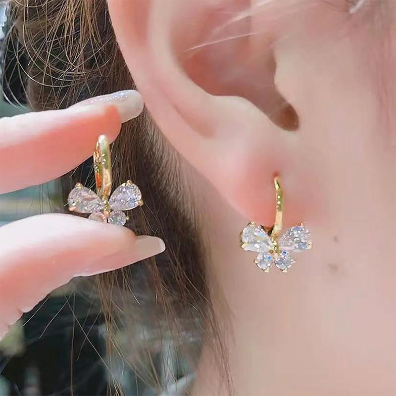 Корейские серьги-пряжки с бабочками из циркония для женщин, простые серьги-гвоздики в виде животных, подарок на день рождения, свадьбу, ювелирные изделия
