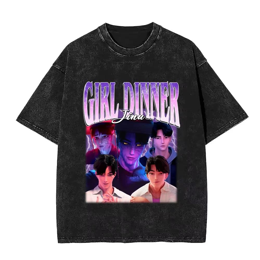 Movie KPop Demon Hunters Derpy Tiger Vintage Washed T-shirt Men Women Cartoon Streetwear Men's Fun Oversized T Shirts