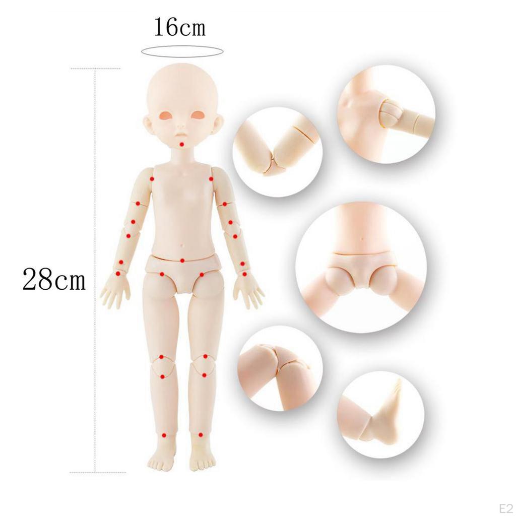 OB28cm 1/6 Ball Jointed Unpainted Doll Body Parts Diy Full