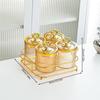 LISM Набор из 4 янтарных герметичных банок для хранения продуктов с золотой подставкой