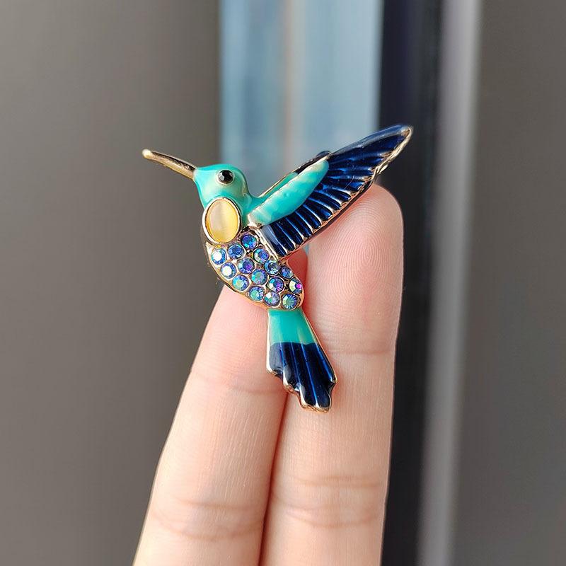 Модная брошь-колибри со стразами и кристаллами, женская брошь, аксессуары для вечеринок