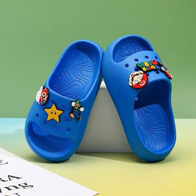 Очаровательные детские тапочки с мультяшным Марио, мягкая подошва, для дома, нескользящие, удобные сандалии
