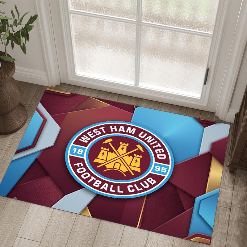 West Ham United Football Design Crystal Velvet Carpet Cozy Non?Slip Printed Rug For Bedroom Living Room Entrance