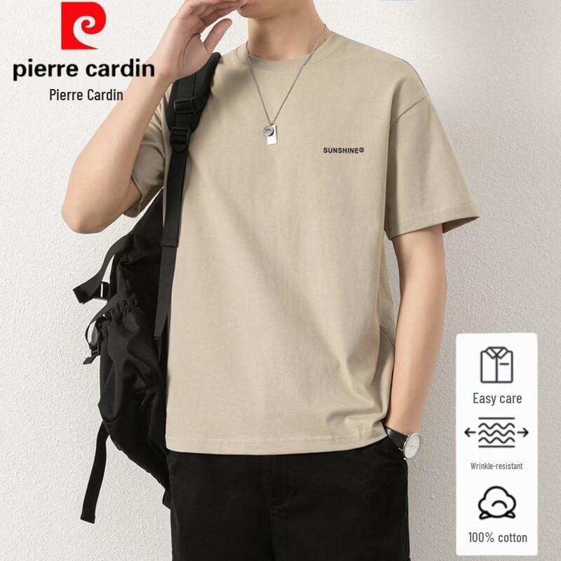 Pierre Cardin Мужская футболка из чистого хлопка с круглым вырезом и коротким рукавом