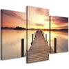 Картина из трех частей, печать на холсте, пешеходный мост, озеро, закат