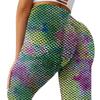 Women Stretch Yoga Leggings Fitness Running Sports Tie-Dye Bubble Hip Lift Pants