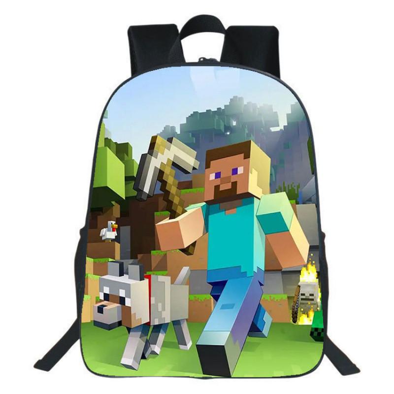 Рюкзак Minecraft для детей с принтом, нейлоновый школьный рюкзак с мягкими лямками для учеников начальной школы