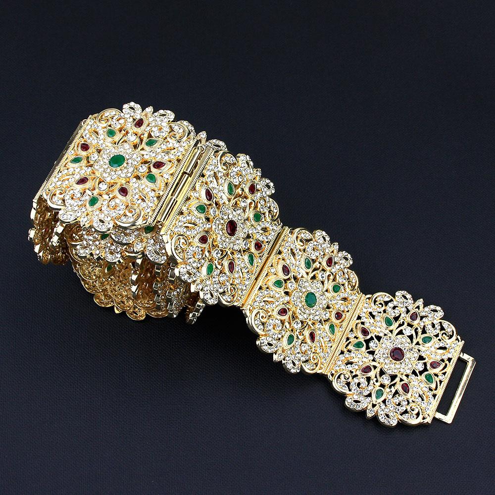 Elegant Wedding Belt for Women Crystal Wide Waist Belt Metal Link Chain Adjustable Length