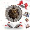 Laser Cut Metal Wind Spinner 3D Mandala Owl Design Outdoor Garden Decor Hanging Sculpture with Holographic Effect Creative Gift