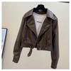 Женская кожаная куртка 2025 Весна Новая Темпераментный Лацкан Короткий ПУ Кожаный Ветрозащитный плащ