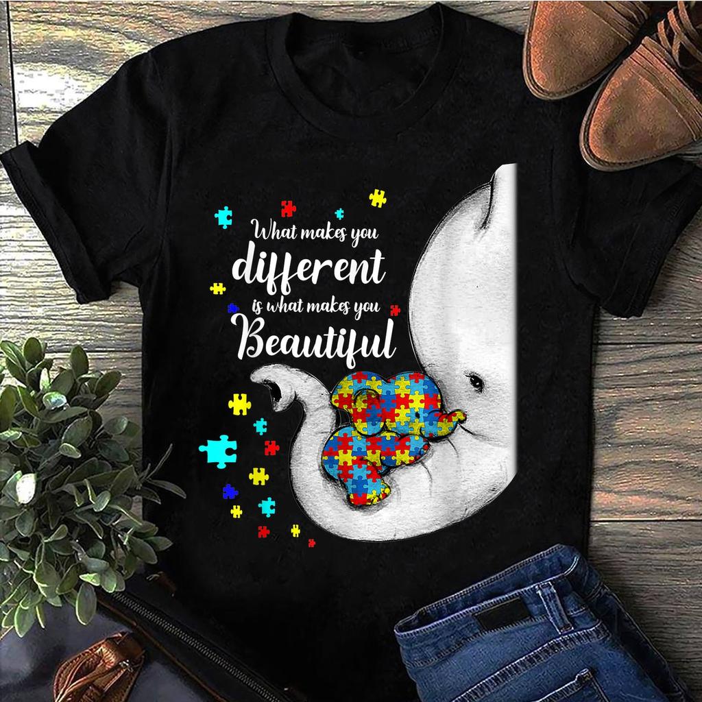 What Makes You Different Elephant Mom Autism Child Awareness T-Shirt - Autism Mom Shirt, Autism Awareness Shirt, Autism Aware, Autism Mother