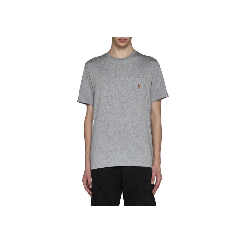 Carhartt WIP Мужская футболка с графическим принтом, круглым вырезом, приталенная, с коротким рукавом, серая, I030434-V6-XX