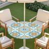 Outdoor Round Table Cover With Geometric Waterproof Elastic Edge Patio Garden Dining
