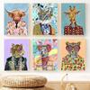 Luxury Brand Animals Canvas Painting Fashion Cat Cow Giraffe Portrait Posters and Prints Nordic Wall Art Picture for Living Room