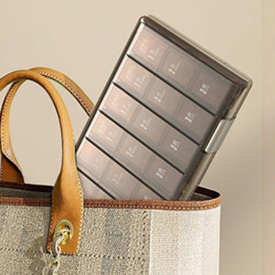 Large-Capacity Medicine Organizer for Morning Noon Evening Portable Easy To Open 12 Capsules or 25