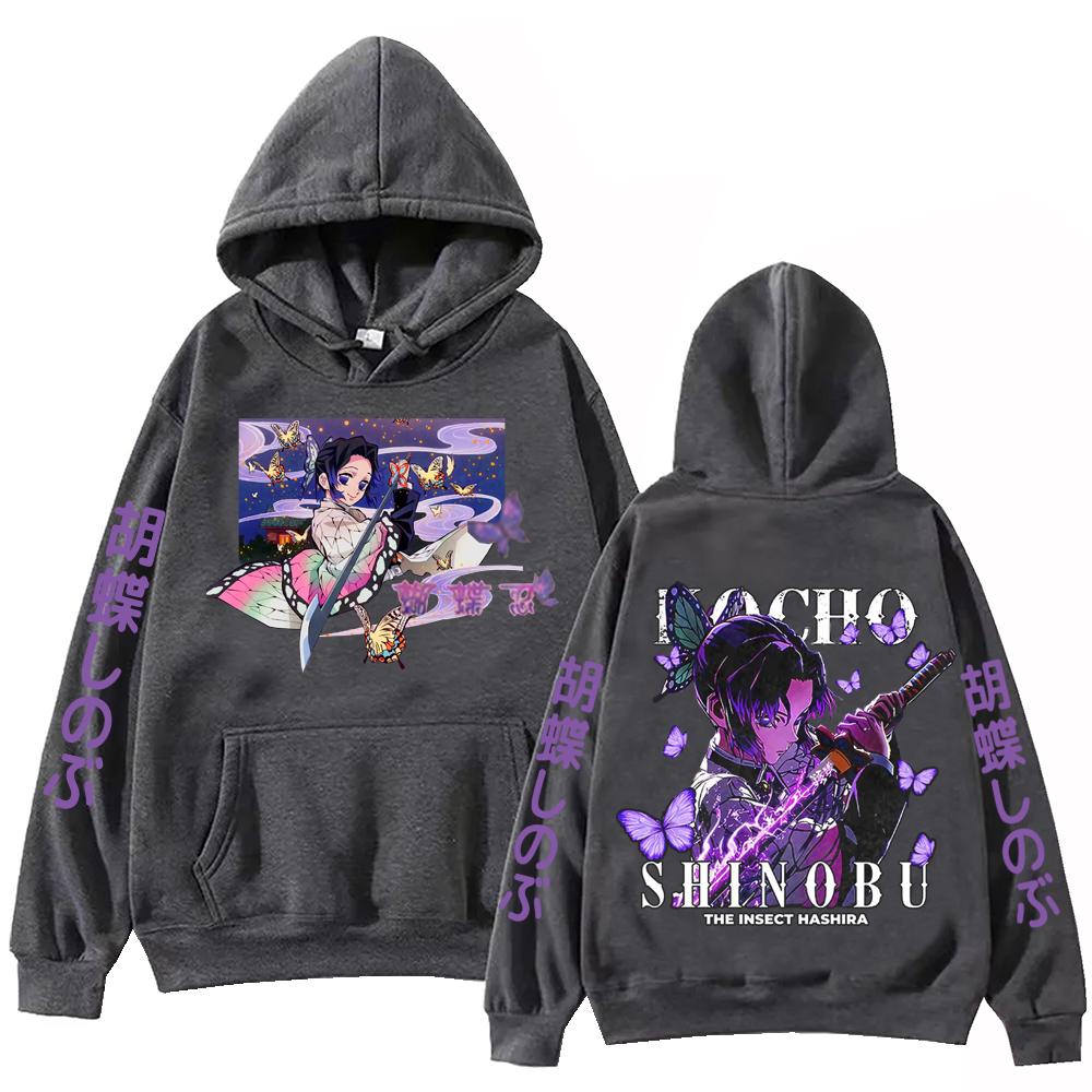 Anime Demon Slayer Kochou Shinobu Hoodie Harajuku Hip Hop Pullover Tops Sweatshirt Gift