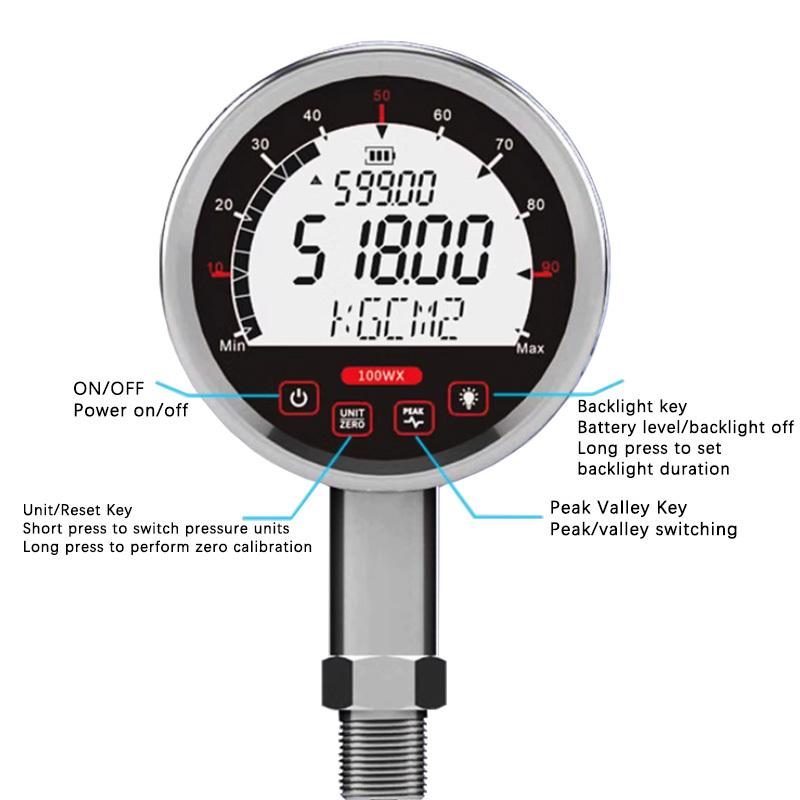 Digital Pressure Gauge Shock Resistant High-Precision Water Pressure Hydraulic Pressure Vacuum Absolute Pressure Gauge