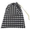 Handmade Workshop FUJITA School Lunch Black with Gingham Check Small Drawstring Bag for Boys and Handmade In Perfect for Kindergarten and School