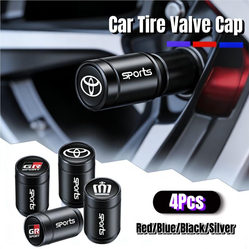 ADF3 4pcs Automotive tire valve cover metal tire valve accessories For Toyota Yaris Corolla Prius Auris CHR Camry RAV4 Avalon Avensis
