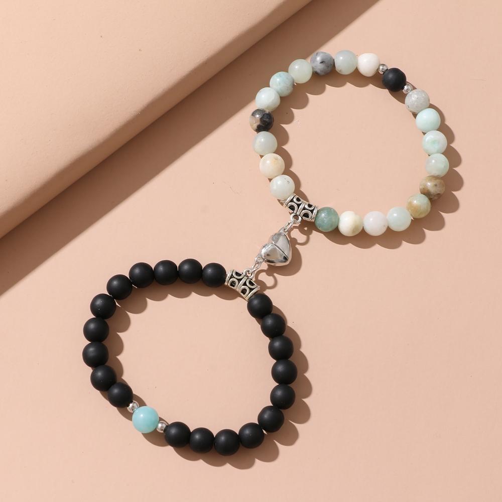 Мода 2 шт./компл. натуральный камень бусины браслет для йоги для влюбленных расстояние магнит пара браслеты ювелирные изделия дружбы