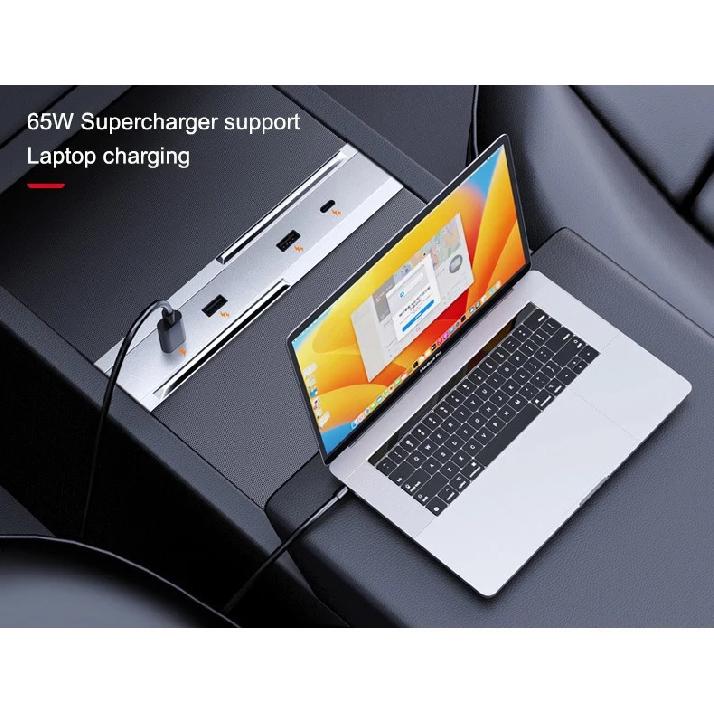 Для Tesla Model Y Juniper Прикуриватель 65 Вт Центральная Станция-Хаб Модель 3 Highland USB-порт для Зарядки Поддержка Ноутбука