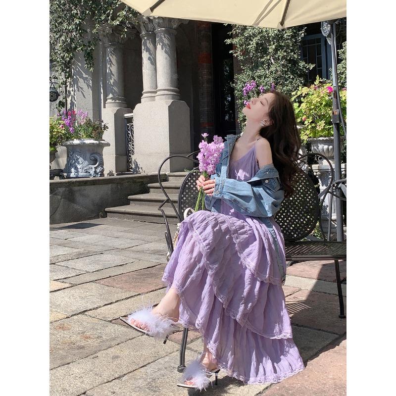 Летнее кружевное многослойное платье с рюшами на подтяжках, новое модное женское белое пляжное длинное платье трапециевидной формы для отдыха, новые женские элегантные плиссированные платья 798