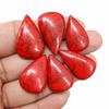 Red Turquoise Pear Cabochons, Handmade Polished Gemstone Lot, Turquoise Stones for Jewelry Making Supplies