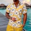 The Latest Men's Suit In Printed Patchwork Lapel Short Sleeve Shorts Sports Beach Suit S-3XL