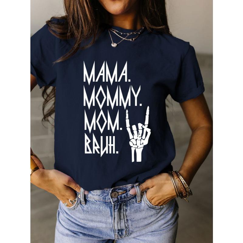Летняя футболка с принтом MAMA MOMMY из чистого хлопка, с круглым вырезом, свободного кроя, с короткими рукавами, модная женская