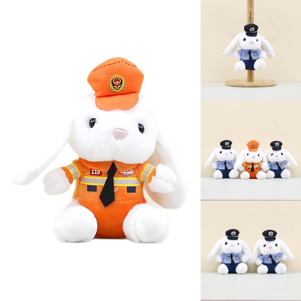 Adorable Plush Police Rabbit Keychain Soft Stuffed Animal For Kids 13cm