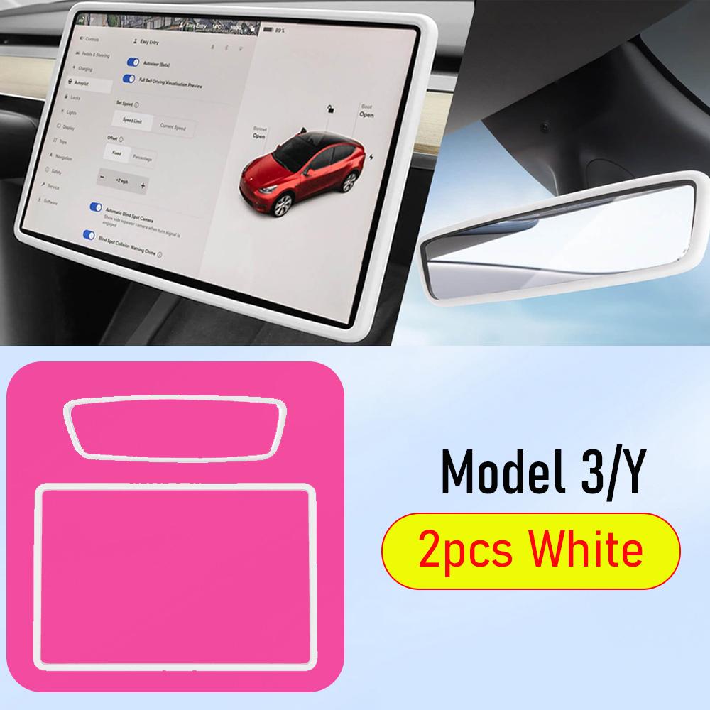Защитная рамка-молдинг для экрана Juniper на Tesla Model 3 Y, Рамка края экрана, Накладка на зеркало заднего вида, Защитные аксессуары для центральной консоли