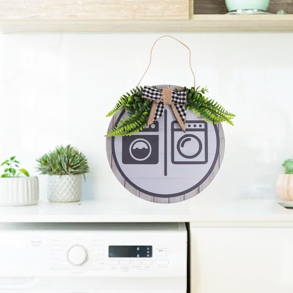 Round Wooden Toilet Sign Rustic Style Wall Hanging Signs Easy To Install Bathroom Sign Shower Room