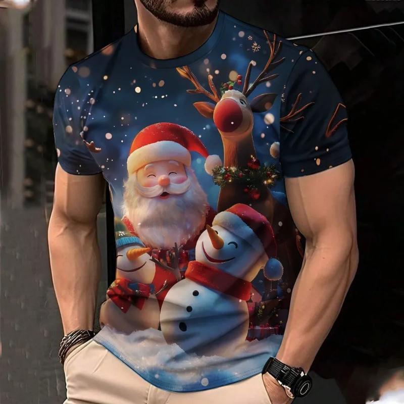 Fashion Men's Crew Neck Short Sleeve 3D Color Printing Casual Short Sleeve Crew Neck T-Shirt