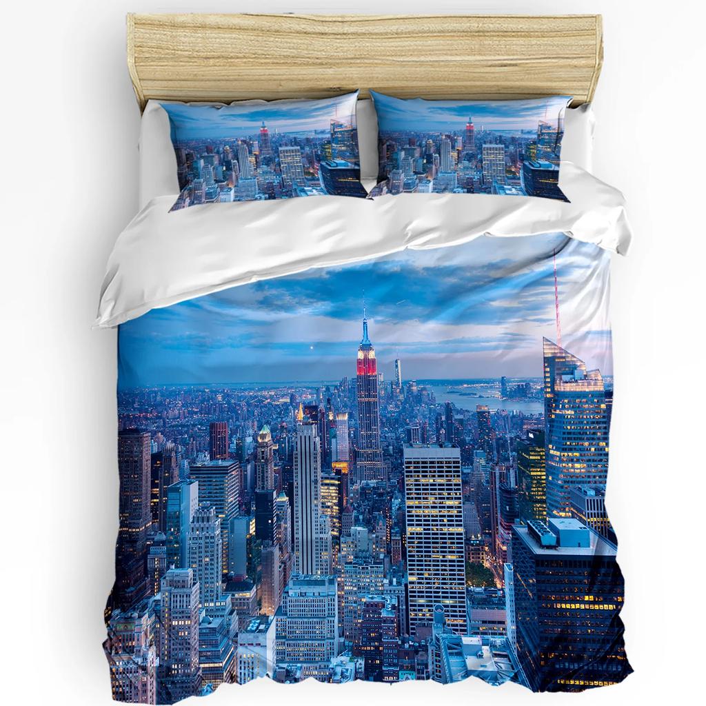 Комплект постельного белья Urban из 3 предметов с изображением заката на Манхэттене и горизонта Нью-Йорка, пододеяльник, комплект постельного белья, пододеяльник, наволочка, чехол
