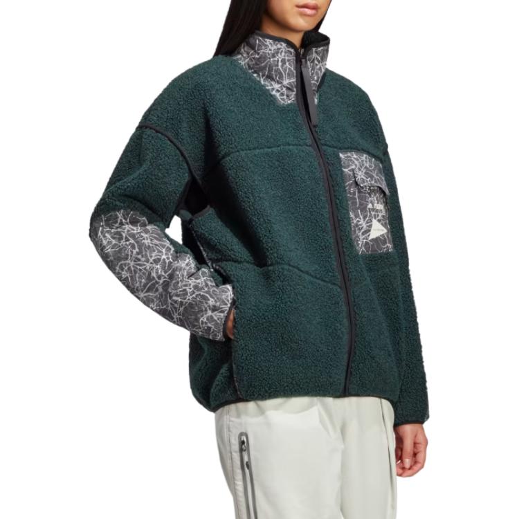 adidas X And Wander Велюровые куртки Женские Зеленые С воротником-стойкой Умеренные HN6948