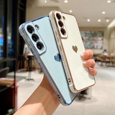 Роскошный чехол с покрытием для Samsung Galaxy S22 S23 Ultra S21 S20 FE A52 A53 S22 Plus A13 A54 A14, чехол для телефона с сердечком и боковым узором
