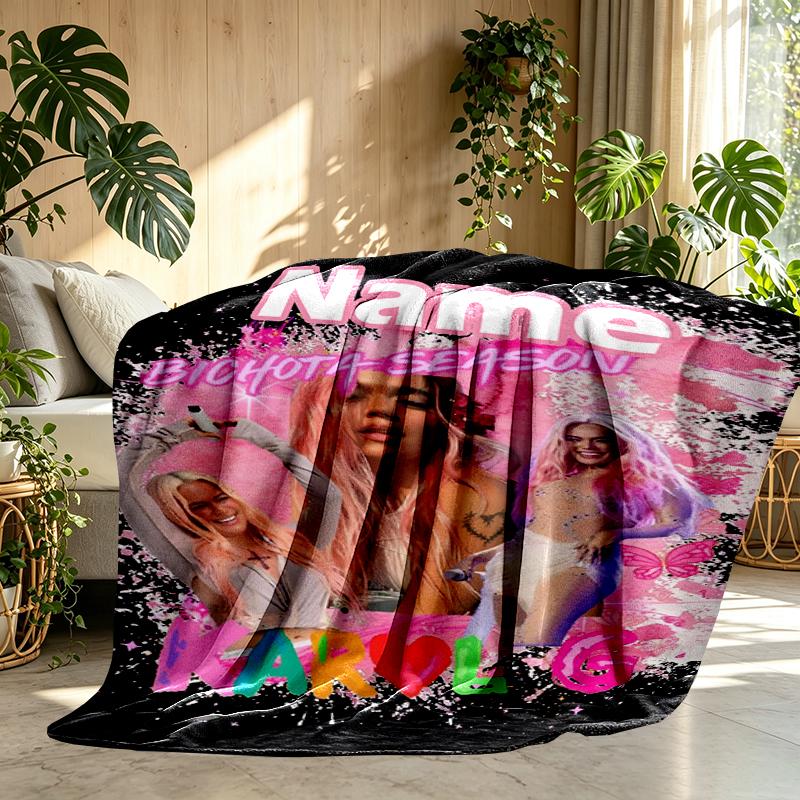 Custom Name Personalized Karol G Print Blanket, Home Decor, Bedroom, Sofa, Camping, Couch, Gifts for Birthday Christmas