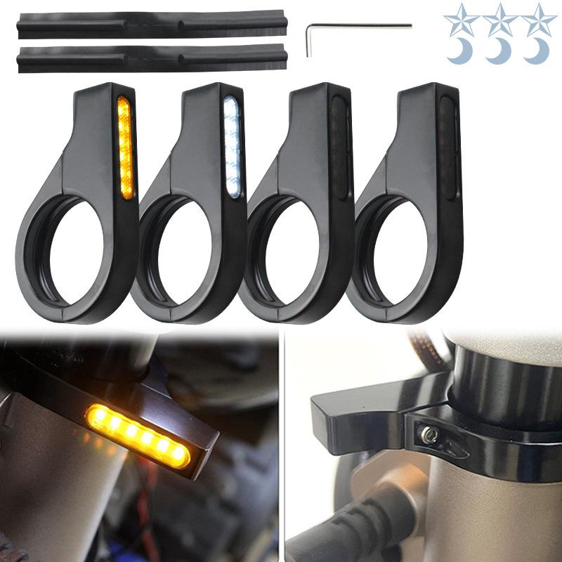 Подходит для мотоцикла 41 мм передняя вилка Snap-In поворотник алюминиевый сплав светодиодный желтый световой сигнал поворотник 12 В