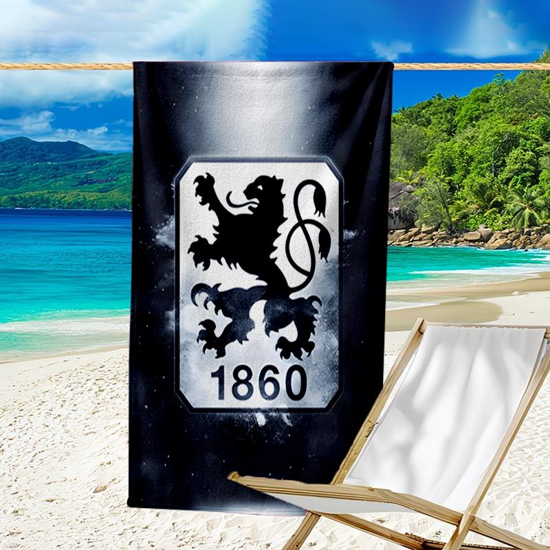 Mun-chen Lion Emblem Beach Towel - Soft, Absorbent Microfiber, Lightweight, Ideal for The Beach, Parties, Travel, Camping Fan Gifts