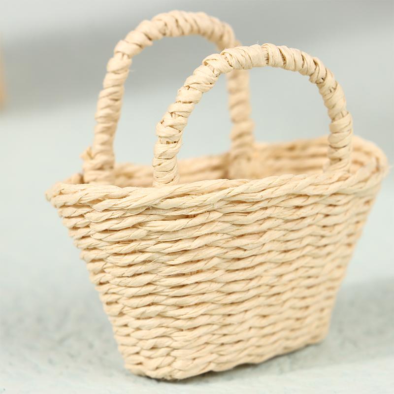 Мини милый кукольный домик из ротанга, плетеная вручную корзина, милые игрушки, куклы, миниатюрное украшение