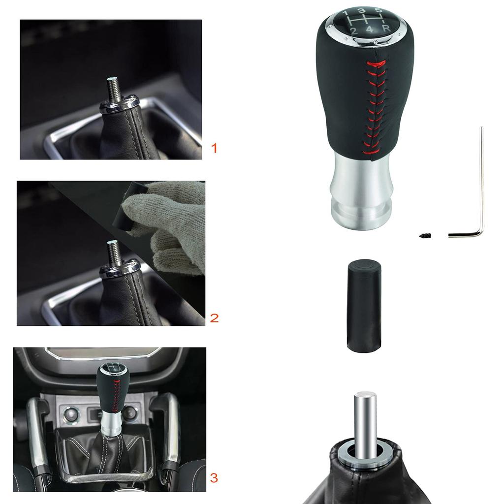 Lunsom PU Ручка переключения передач Автомобиль 5-ступенчатая ручка переключения передач Общий Авто Ручной Автомобиль (Красная строчка)