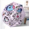 1pc BT21 Mang Skateboarding Adventure Umbrella with Plastic Handle,Suitable for All Seasons Home Travel Outdoor UmbrellaM1237